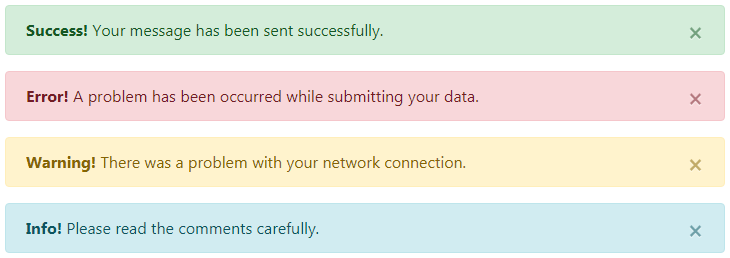 Bootstrap Common Alert Messages